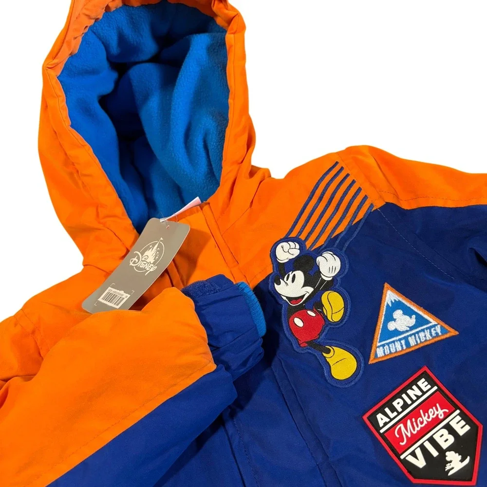 Disney Mickey Mouse Puffer Jacket Toddler Boys 2 Blue Orange Alpine Vibe Hooded